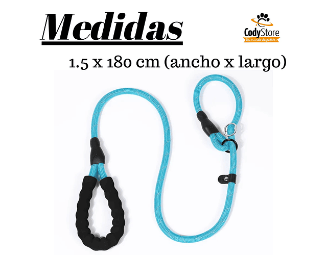 Correa Y Collar Entrenamiento Slip On Leash Perros 180 Cm