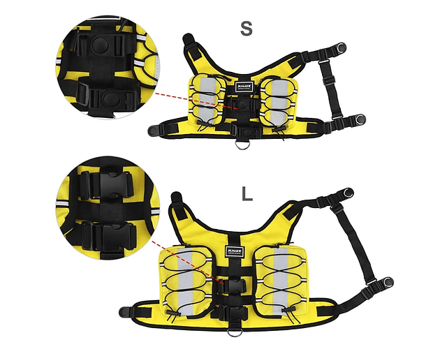 Arnés Táctico Ajustable Para Perros Con Bolsos Outdoor - S