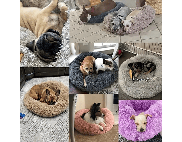 Cama Para Mascotas Antiestrés Peluda Perros Y Gatos 50 Cm