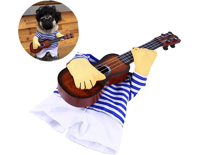 Disfraz Para Perros, Gatos Cosplay Con Guitarra Halloween Cs