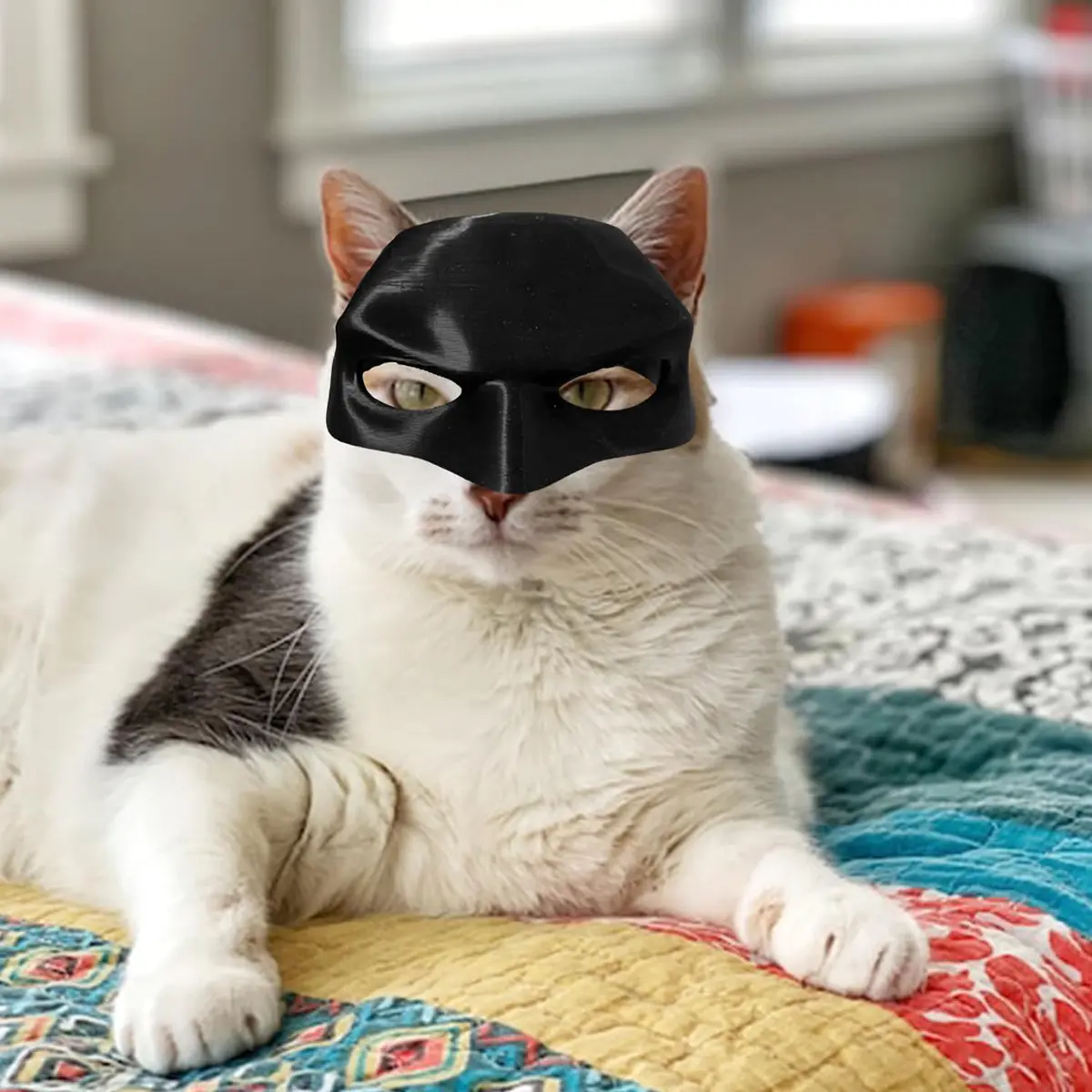 Mascara Batman Para Gato Máscara De Murciélago 3D Para Gatos – Divertido Disfraz De Halloween, Tamaño Ajustable, Material Ligero Y Cómodo Mascara Murcielago Gatos