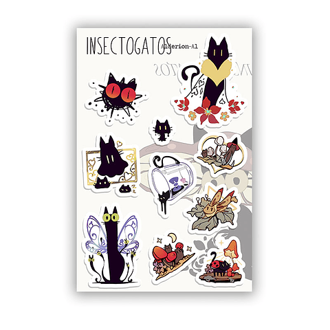 Set Stickers Insectogatos
