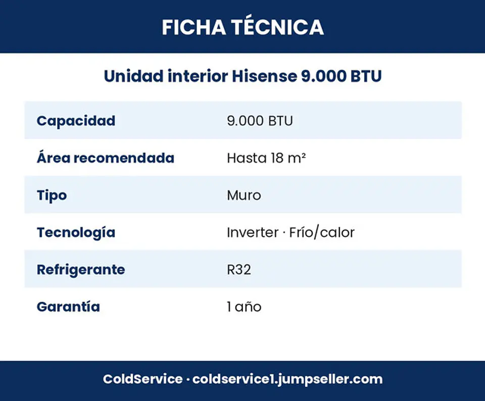 Unidad Interior Multisplit Hisense Inverter 9.000 BTU 4