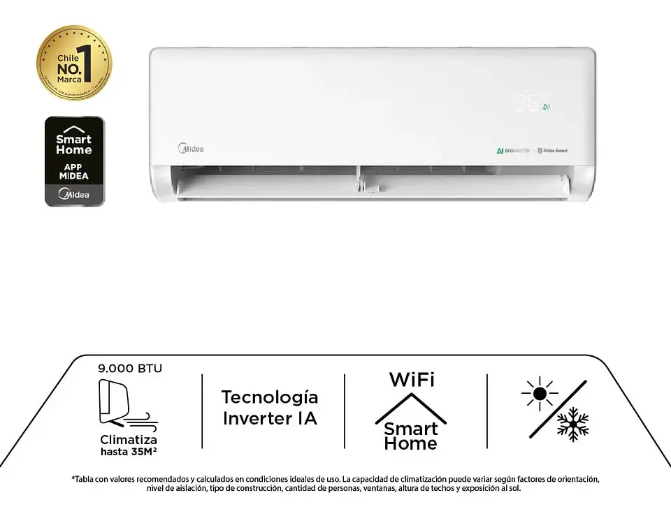 Aire Acondicionado Split Inverter Midea AI Ecomaster 18.000 BTU WiFi con Instalación Incluida 2