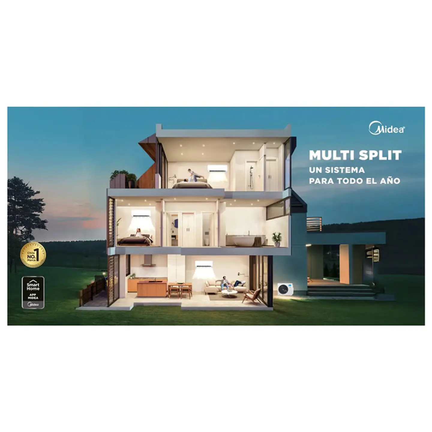 Aire Acondicionado Multisplit Midea Inverter 9.000 + 12.000 + 18.000 BTU (UE 36.000 BTU) con Instalación Incluida 7