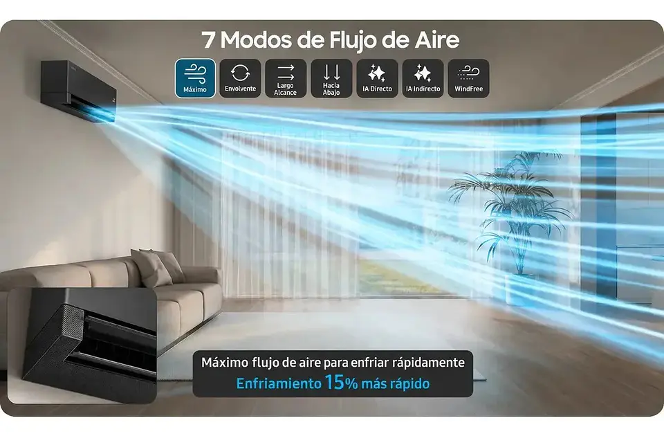 Aire Acondicionado Samsung WindFree Pro Black 18.000 BTU Inverter WiFi 4