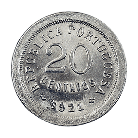 20 Centavos 1921 "P Aberto" Cupro-Níquel