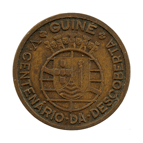 Guiné - 50 Centavos 1946 Bronze  Eixo Vertical