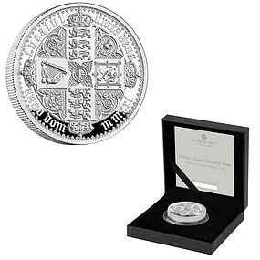 Reino Unido - 2021 Gothic Crown Quartered Arms 2Oz Prata-Proof