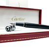 Cartier ST180012 Diabolo Fountain Pen Resina Preta e Platina