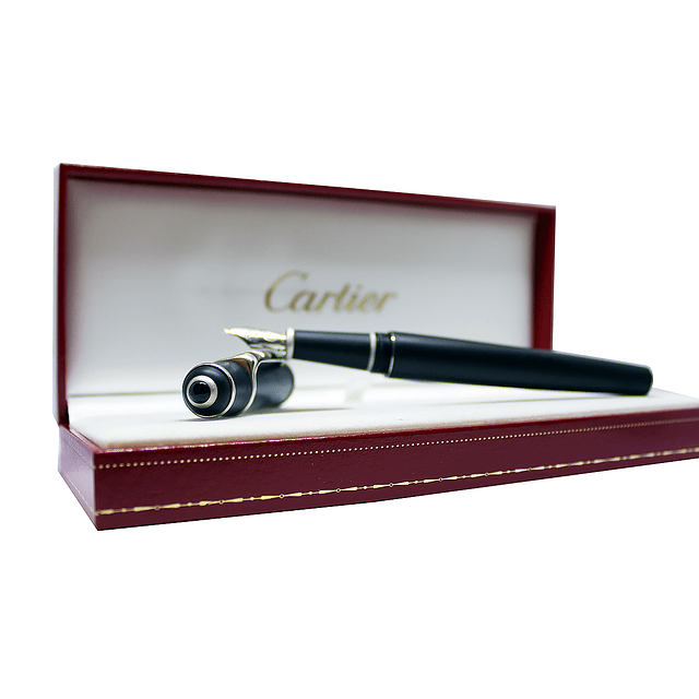 Cartier ST180012 Diabolo Fountain Pen Resina Preta e Platina