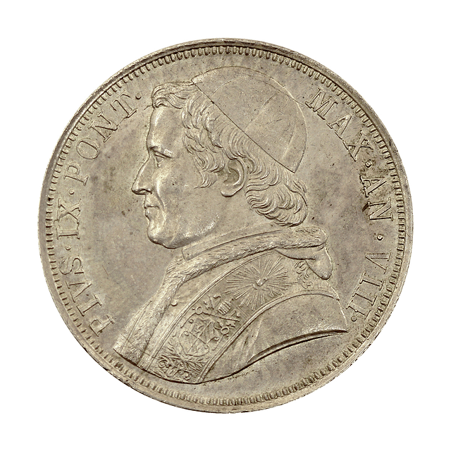 Itália - Estados Papais - 1 Escudo 1853 Prata