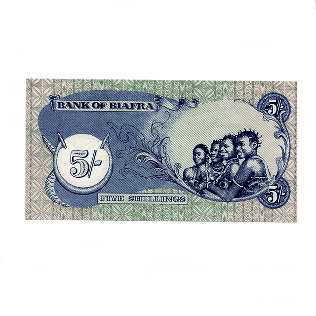 Biafra 5 Shillings Sem Nº de Série 1968-69 P.3