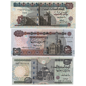 Egipto Set 100,50,20 Pounds 2010/2009/2010