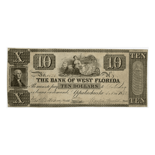 EUA - 1832 10 Dollars Bank of West Florida, Appalachicola