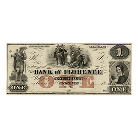 EUA - 1850´s Dollar Bank of Florence, Nebraska, Florence
