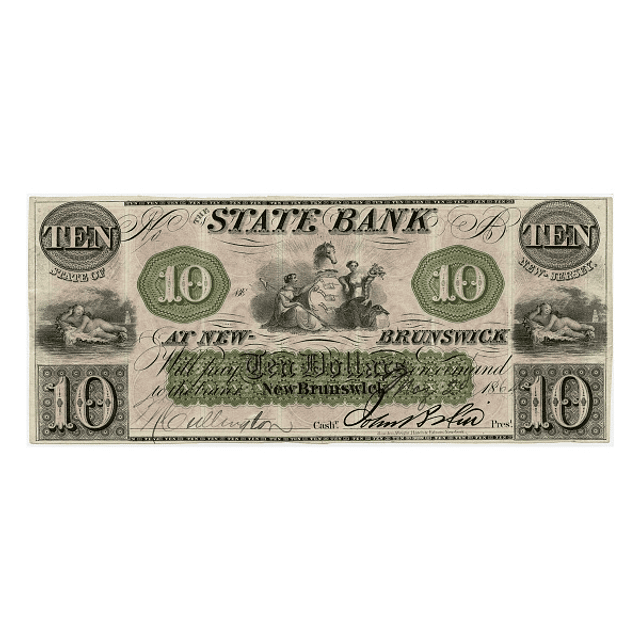 EUA - 1860´s 10 Dollars Guerra Civil, NJ State Bank