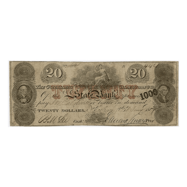EUA - 20 Dollars South Carolina Obsolete Money State Bank