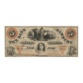 EUA - 1860 5 Dollars The Bank of Hamburg, South Carolina