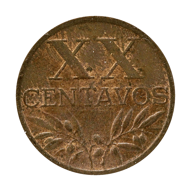 XX Centavos 1953 Bronze