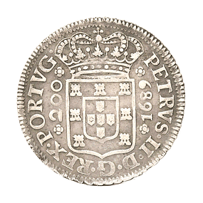 D. Pedro II - 1/2 Cruzado Prata 1689 Porto