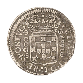 D. Pedro II - 1/2 Cruzado Prata 1689 Porto