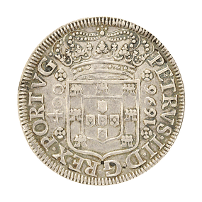 D. Pedro II - Cruzado Prata 1696 Porto