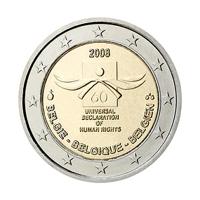 Bélgica - 2.00 Euros 60º aniversário da Declaração Universal dos Direitos Humanos 2008