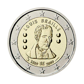 Bélgica - 2.00 Euros 200º aniversário do nascimento de Louis Braille 2009