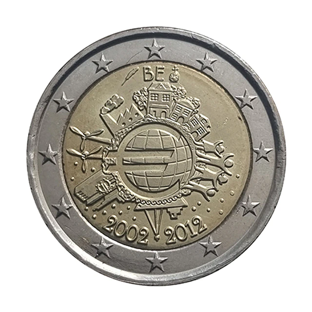 Bélgica - 2.00 Euros Dez anos de euro 2012