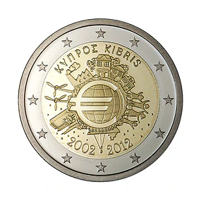 Chipre - 2.00 Euros 10 Anos do Euro 2012