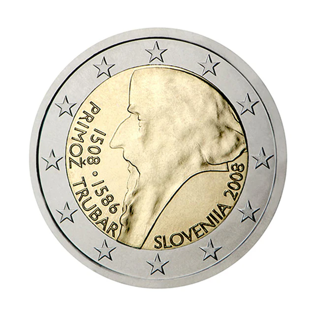 Eslovénia - 2.00 Euros 500º aniversário do nascimento de Primož Trubar 2008