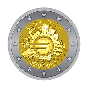 Eslovénia - 2.00 Euros 2012 - 10 Anos do Euro 