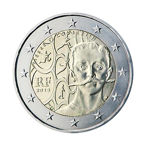 França - 2.00 Euros 2013 - 150º aniversário do nascimento de Pierre de Coubertin 