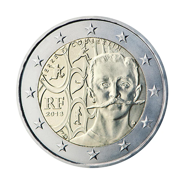 França - 2.00 Euros 2013 - 150º aniversário do nascimento de Pierre de Coubertin 
