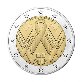 França - 2.00 Euros 2014 - Dia Mundial da SIDA 