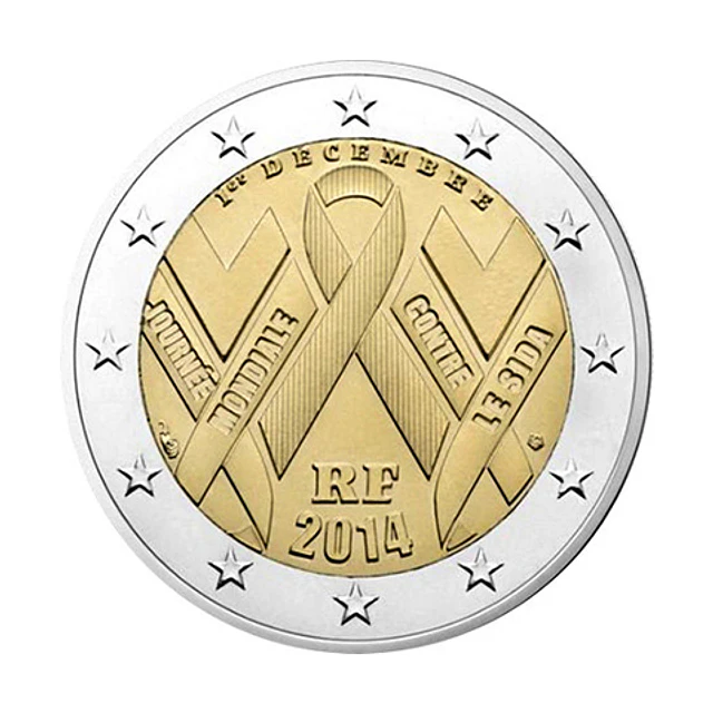 França - 2.00 Euros 2014 - Dia Mundial da SIDA 