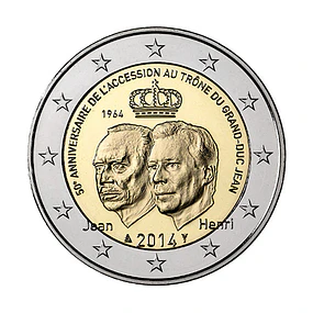 Luxemburgo - 2.00 Euros 2014 - 50º Aniversário da Ascensão ao Trono do Grão-Duque Jean 