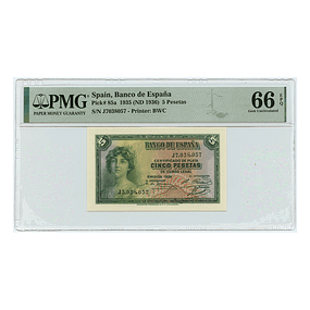 Espanha 5 Pesetas 1935 P.85a - PMG 66