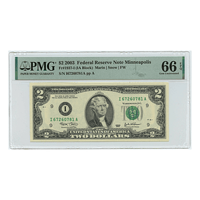 EUA Two Dollars 2003A - PMG 66 