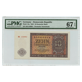 Alemanha 10 Deutsche Mark 1955 P.18a - PMG 67