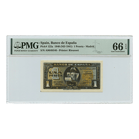 Espanha 1 Peseta 1940 P.122a - PMG 66