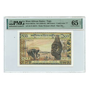 Togo 500 Francs 1959-61 P. 802Tm PMG 65