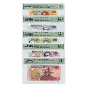 Nova Zelândia 5,10,20,50,100 Dollars (1992-97) *Mesma Numeração AA000454