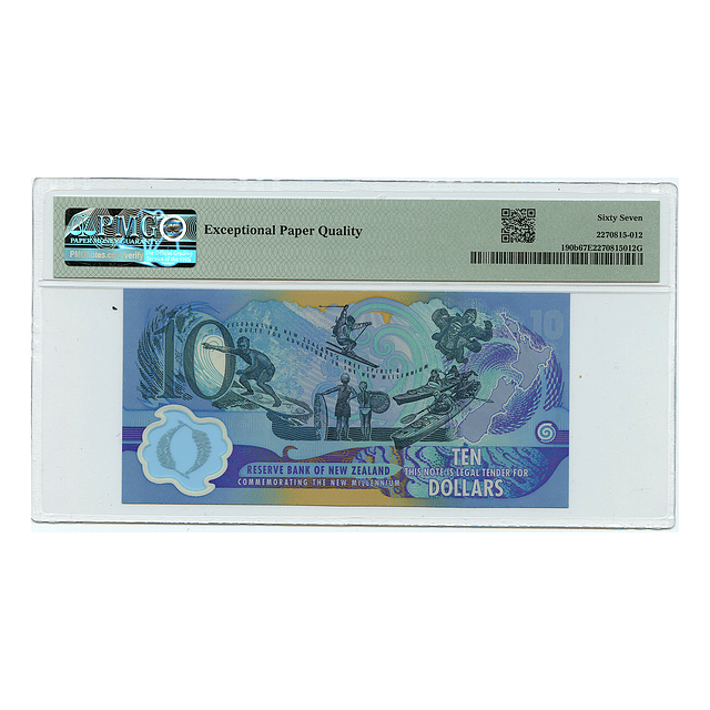 Nova Zelândia 10 Dollars 2000 Pick 190b "Commemorative" PMG 67