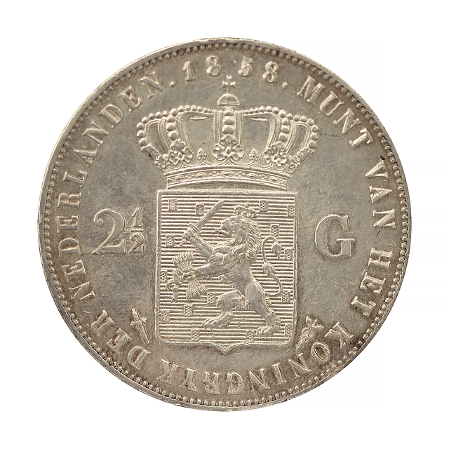 Holanda - 2 1/2 Gulden 1858 Prata