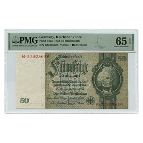 Alemanha 50 Reichsmark 1933 Pick 182a PMG 65