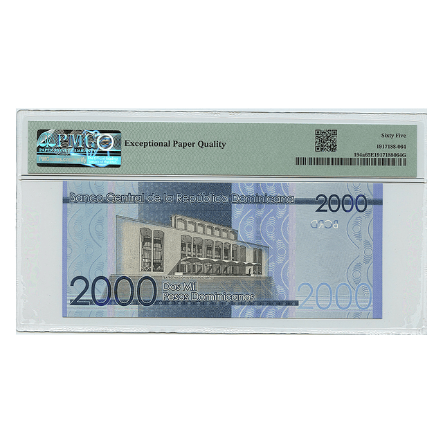 República Dominicana 2000 Pesos 2014 Pick 194a PMG 65