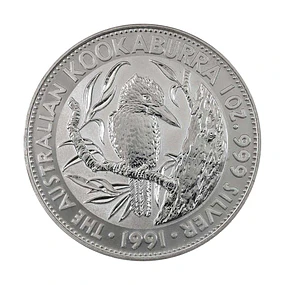Austrália - 1 Dollar Kookaburra 1991 1Oz Prata