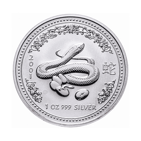 Austrália - 1 Dollar Oz Prata Série Lunar Ano da Serpente 2001